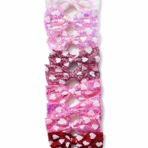 Set of 12 Sequin Heart Valentines Hair Bows - Pink and Red - NWT
